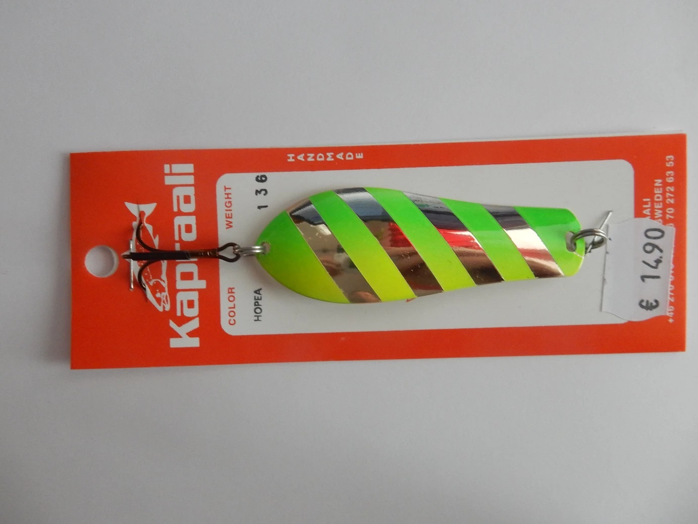 Kapraali,Malli:7 13g,väri:Hopea -Kelta-Vihreillä-raidoilla 1 Kapraali,Malli:7 13g,väri:Hopea -Kelta-Vihreillä-raidoilla